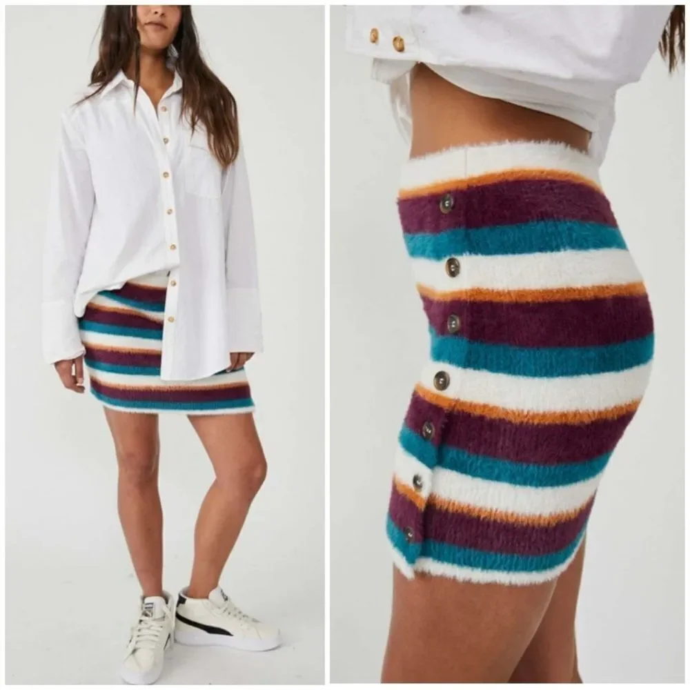 NWT Free People Ciara Sweater Mini Skirt / Fig Jam Combo Size M